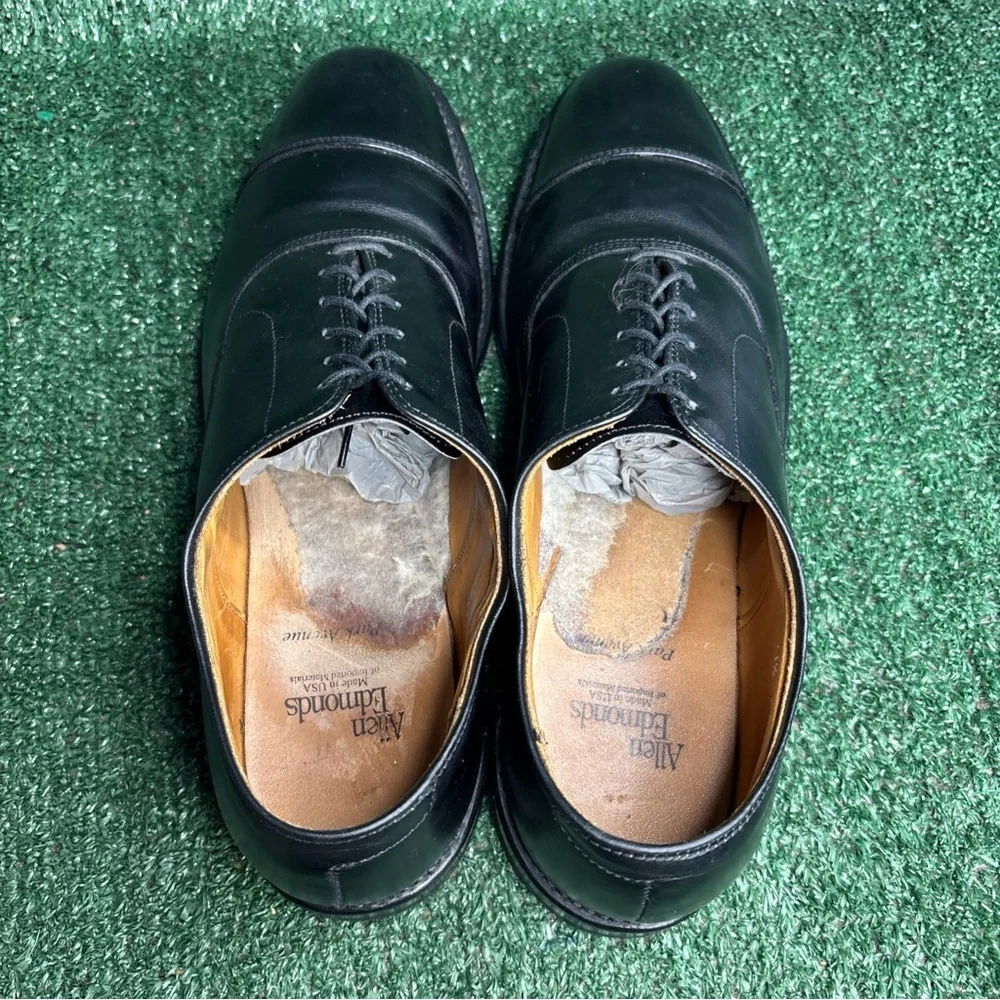 Allen Edmonds Shoes Men’s Size 11.5 B Black Park Avenue Leather‎ USA Cap Toe